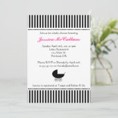 Cute Stroller Silhouette Girl Baby shower Kaart (Staand voorkant)