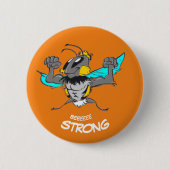 Cute Strong Bumble Bee Cartoon Button (Voorkant)