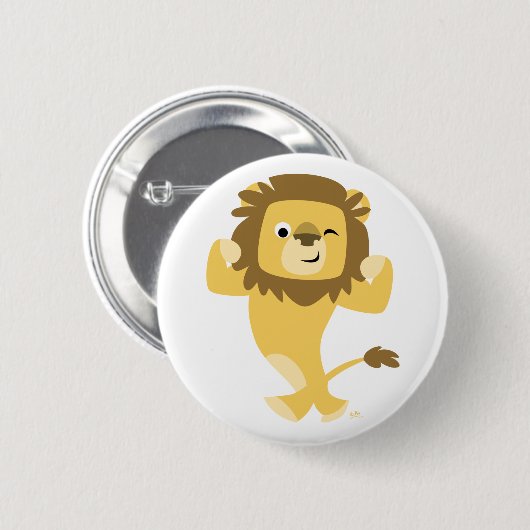Cute Strong Cartoon Lion Button Badge (Voorkant /achterkant)