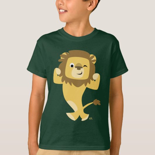 Cute Strong Cartoon Lion Children T-shirt (Voorkant)
