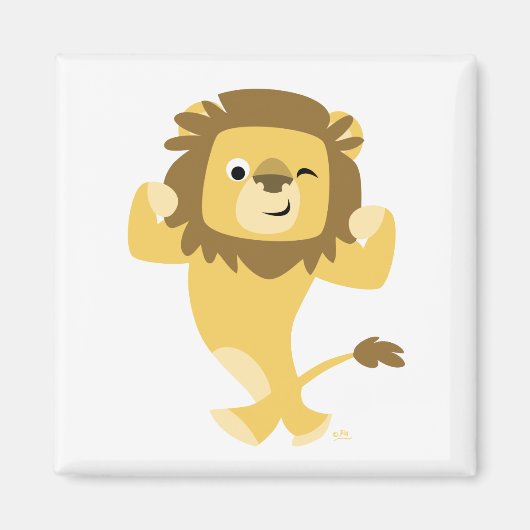 Cute Strong Cartoon Lion Magnet (Voorkant)
