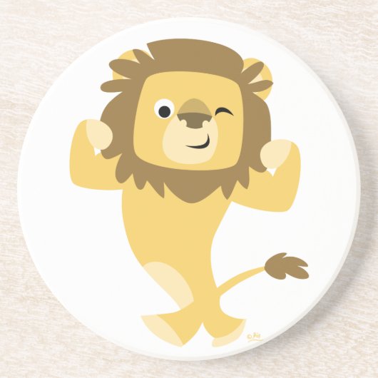 Cute Strong Cartoon Lion Onderzetter (Voorkant)