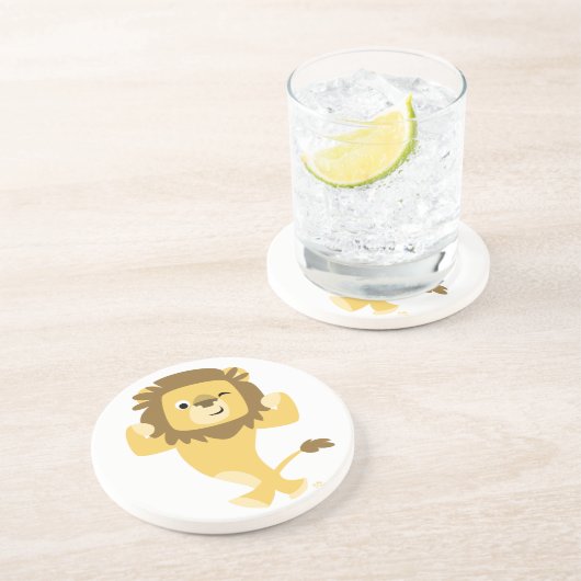 Cute Strong Cartoon Lion Onderzetter (Zijkant)