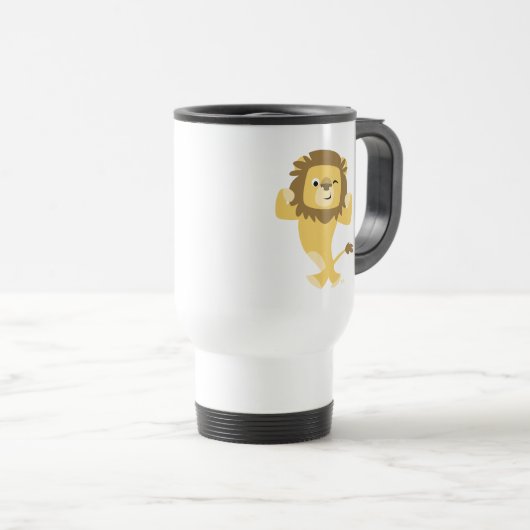 Cute Strong Cartoon Lion Travel Mug Reisbeker (Voorkant rechts)