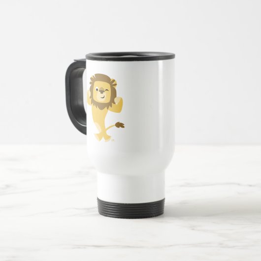 Cute Strong Cartoon Lion Travel Mug Reisbeker (Voorkant links)