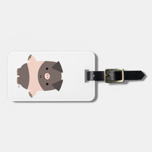 Cute Strong Cartoon Pig Bagagelabel (Voorkant horizontaal)