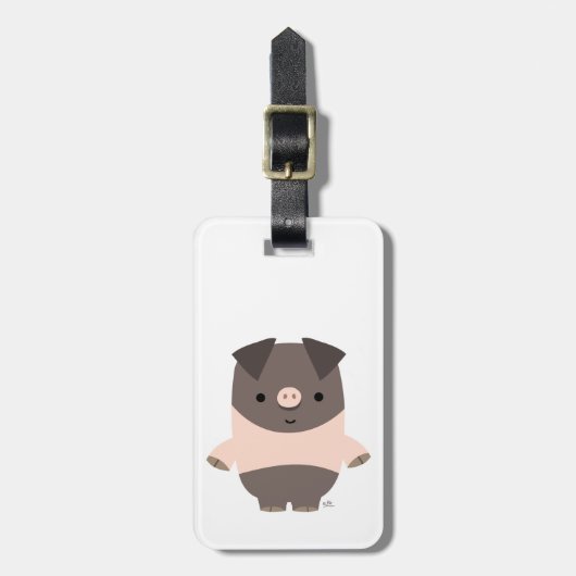 Cute Strong Cartoon Pig Bagagelabel (Voorkant verticaal)