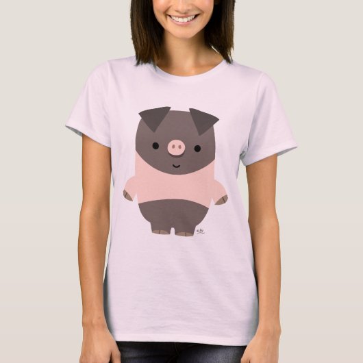 Cute Strong Cartoon Pig custom Women T shirt (Voorkant)