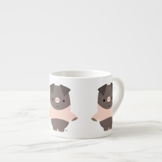Cute Strong Cartoon Pig Espresso Mok (Voorkant rechts)