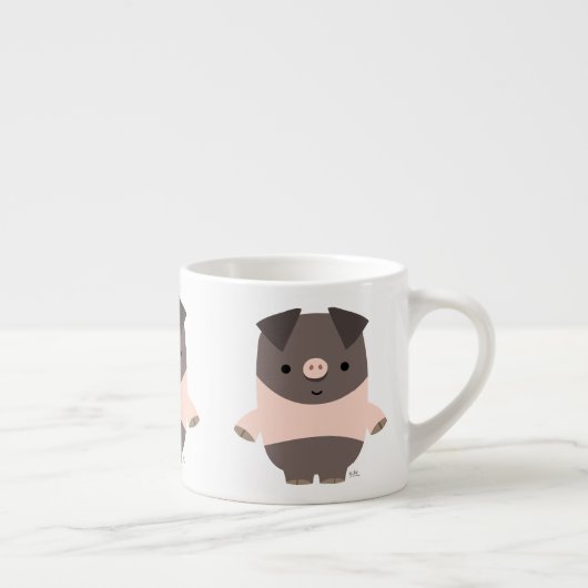 Cute Strong Cartoon Pig Espresso Mok (Rechts)