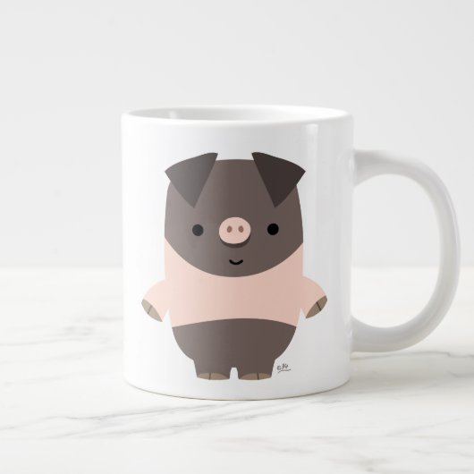 Cute Strong Cartoon Pig Jumbo Mok (Rechts)