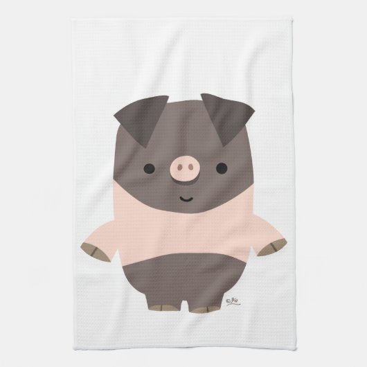 Cute Strong Cartoon Pig Kitchen Towel Theedoek (Verticaal)