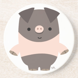 Cute Strong Cartoon Pig Onderzetter
