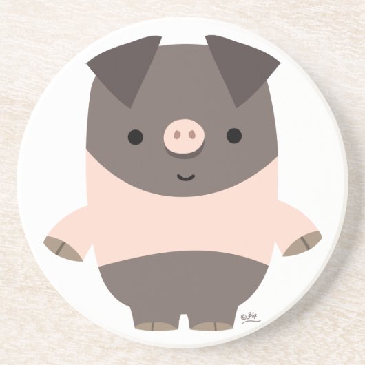Cute Strong Cartoon Pig Onderzetter (Voorkant)