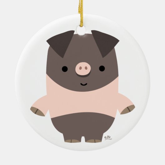 Cute Strong Cartoon Pig Ornament (Achterkant)