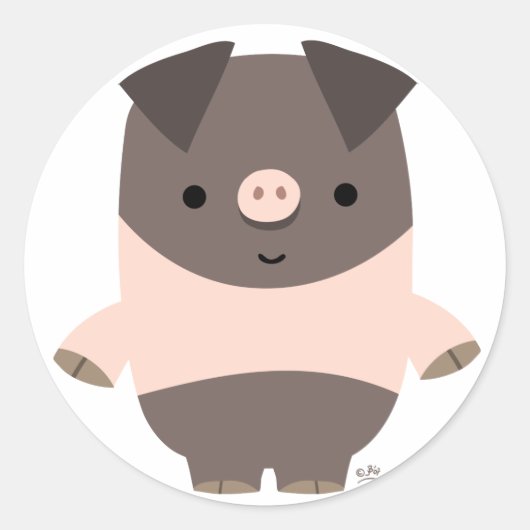 Cute Strong Cartoon Pig Sticker (Voorkant)