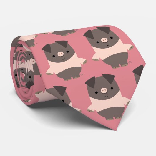 Cute Strong Cartoon Pig Stropdas (Opgerold)