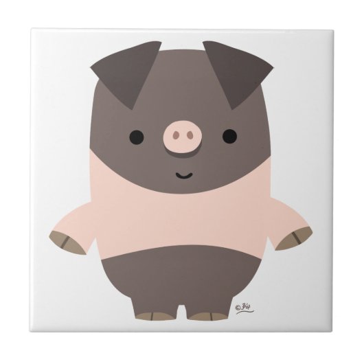 Cute Strong Cartoon Pig Tegel Tegeltje (Voorkant)