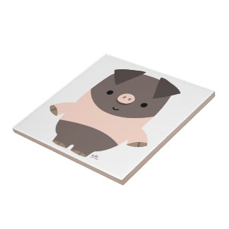 Cute Strong Cartoon Pig Tegel Tegeltje
