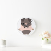 Cute Strong Cartoon Pig Wall Clock Ronde Klok (Huis)