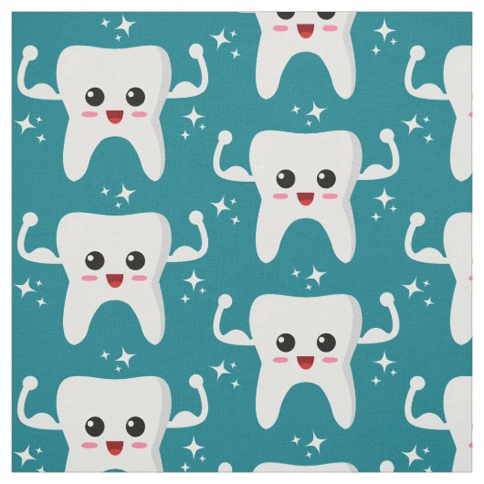 Cute Strong Teeth Pattern Stof (Swatch)
