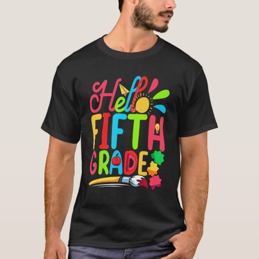 Cute Student Docent Hallo vijfde graad eerste dag T-shirt (Voorkant)