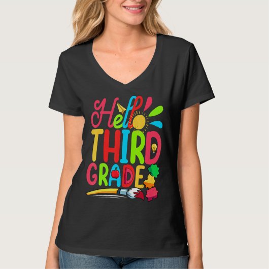 Cute Student Leraar Hallo Derde graad Eerste Dag O T-shirt (Voorkant)