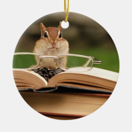 Cute Studious Chipmunk Keramisch Ornament (Voorkant)