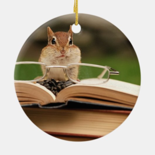Cute Studious Chipmunk Keramisch Ornament (Achterkant)