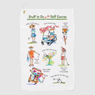 Cute 'Stuff to Do on the Golf Course' Golf Towel Golfhanddoek