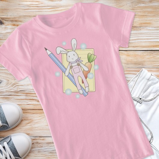 Cute Stuffed Animal Bunny Kids School T-shirt