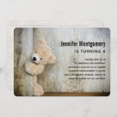 Cute Stuffed Beer Rustic Wooden Backdrop Birthday Kaart (Voorkant / Achterkant)