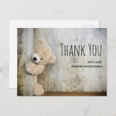 Cute Stuffed Beer Rustic Wooden Backdrop Dank u Briefkaart (Voorkant / Achterkant)