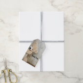 Cute Stuffed Beer Rustic Wooden Backdrop Dank u Cadeaulabel (Met Touw)