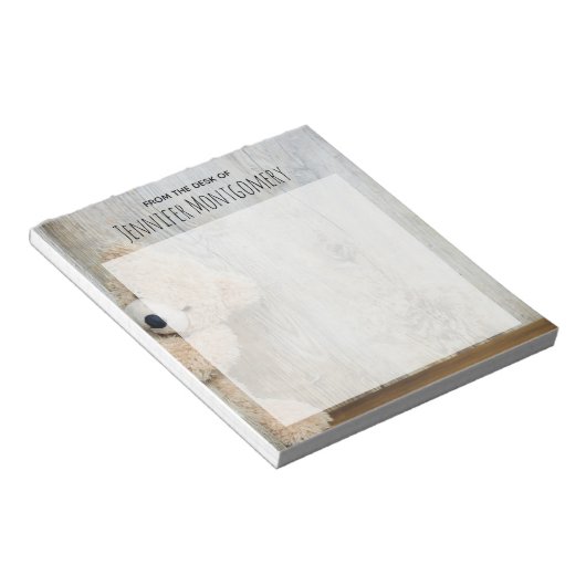 Cute Stuffed Beer Rustic Wooden Backdrop Notitieblok (Schuin)