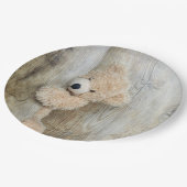 Cute Stuffed Beer Rustic Wooden Backdrop Papieren Bordje (Gekanteld)