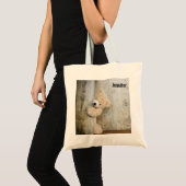 Cute Stuffed Beer Rustic Wooden Backdrop Tote Bag (Voorkant (product))
