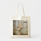 Cute Stuffed Beer Rustic Wooden Backdrop Tote Bag (Voorkant)