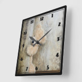 Cute Stuffed Beer Rustic Wooden Backdrop Vierkante Klok (Hoek)