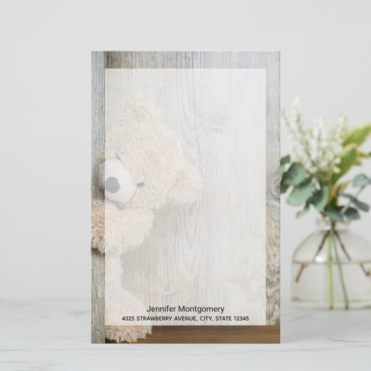 Cute stuffed Beer Rustic Wooden Wall (Staand voorkant)