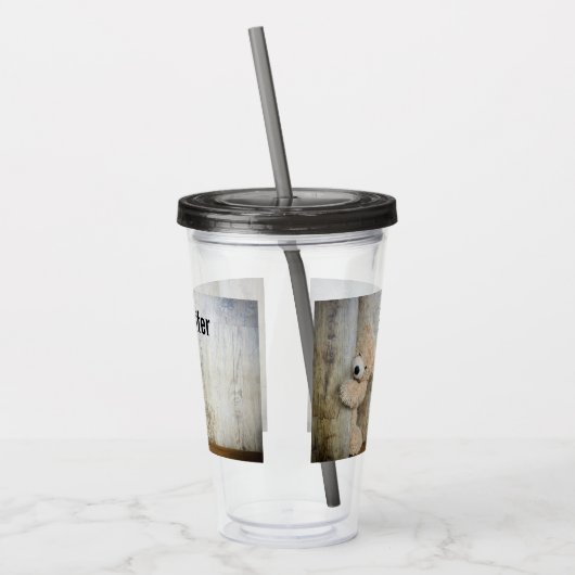 Cute stuffed Beer Rustic Wooden Wall Acryl Drinkbeker (Links)