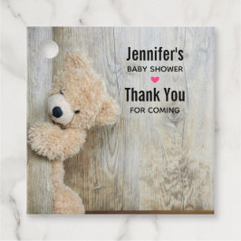 Cute stuffed Beer Rustic Wooden Wall Baby shower Bedankjes Labels