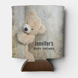 Cute stuffed Beer Rustic Wooden Wall Baby shower Blikjeskoeler