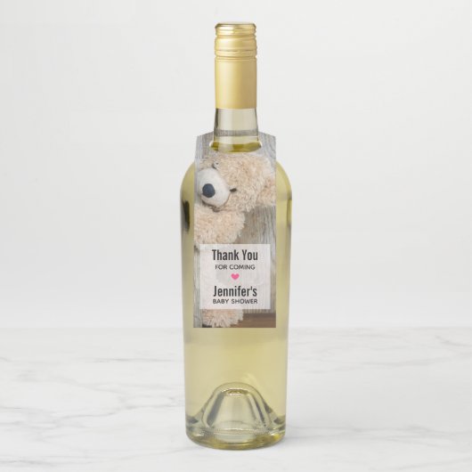 Cute stuffed Beer Rustic Wooden Wall Baby shower Flessenhanger (Op fles)