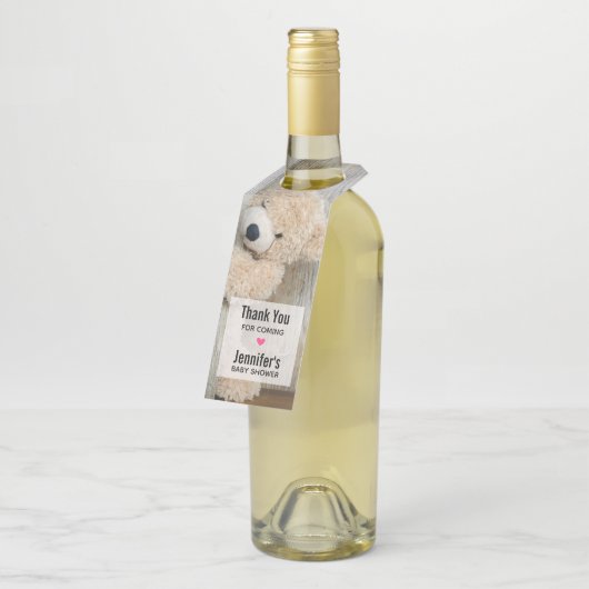 Cute stuffed Beer Rustic Wooden Wall Baby shower Flessenhanger (Schuin)