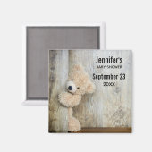 Cute stuffed Beer Rustic Wooden Wall Baby shower M Magneet (Voorkant / Achterkant)