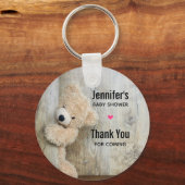 Cute stuffed Beer Rustic Wooden Wall Baby shower Sleutelhanger (Voorkant)