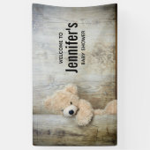 Cute stuffed Beer Rustic Wooden Wall Baby shower Spandoek (Verticaal)