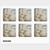 Cute stuffed Beer Rustic Wooden Wall Baby shower Vierkante Sticker (Vel)