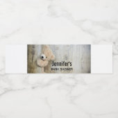 Cute stuffed Beer Rustic Wooden Wall Baby shower Waterfles Etiket (Enkel label)